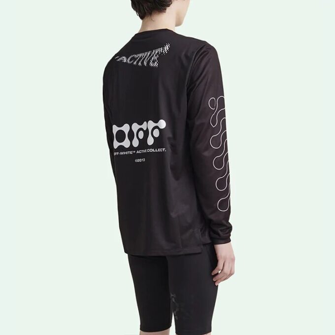 Pattern Printing Round Neck Pullover Long Sleeves Slim Fit Version Black