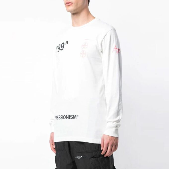 Pattern Printing Round Neck White