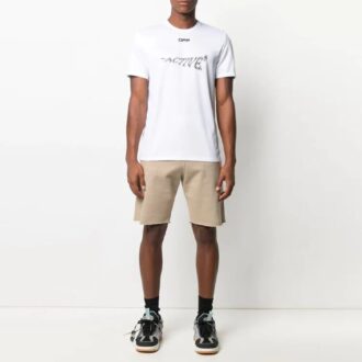 Pattern Printing Short Sleeve Slim Fit Version White