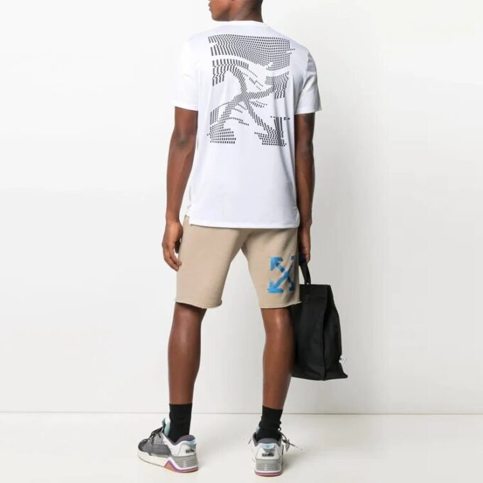 Pattern Printing Short Sleeve Slim Fit Version White