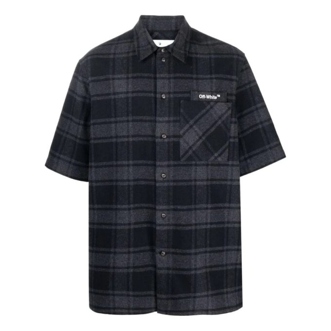 Plaid Casual Short Sleeve Shirt Black