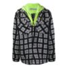 Plaid hooded Long Sleeves Shirt Loose Fit Black