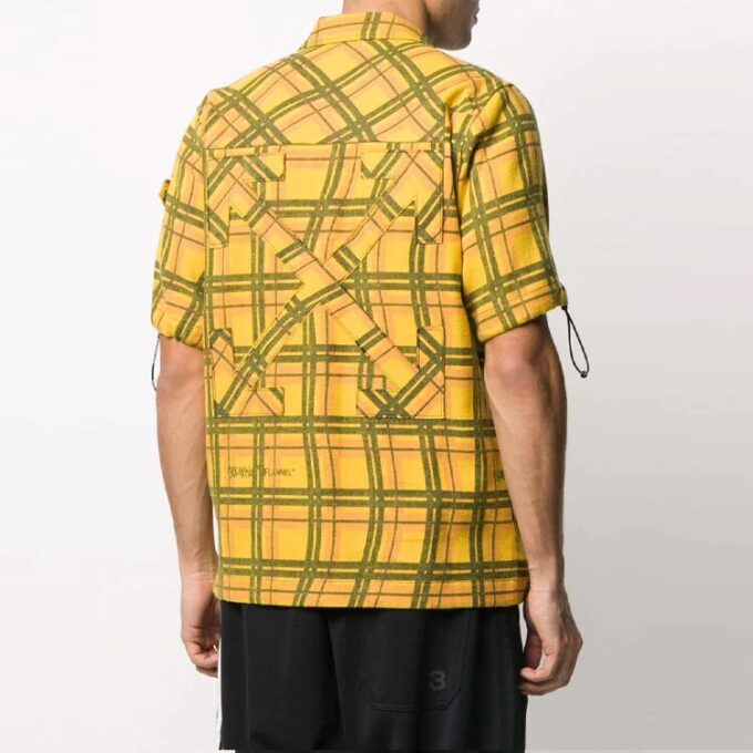 Plaid Pocket Short Sleeve Shirt Version Yellow