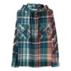Plaid Printing Asymmetric hooded Shirt Blue