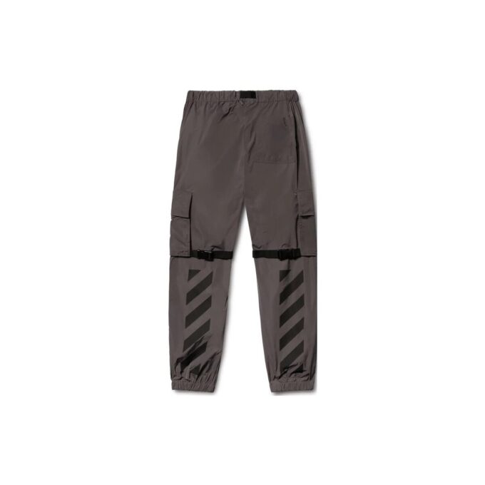 Poly Diagonal-stripes Cargo Pants “Dark Grey”