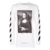 Printing Mona Lisa Long Sleeves Loose Fit Unisex White T-Shirt