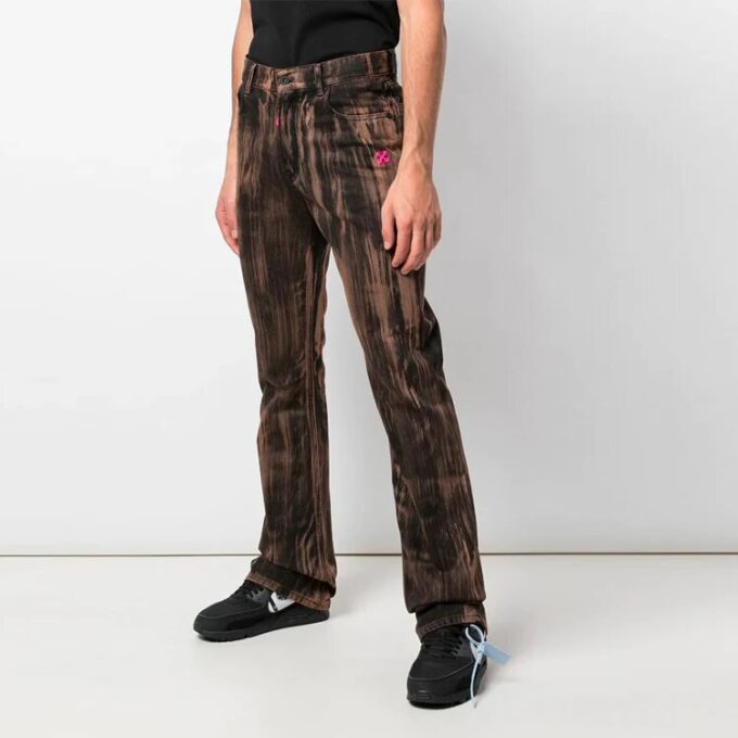 Printing Pattern Casual Jeans Slim Fit Version Yellow