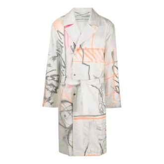 Printing Pattern single breasted Lacing Windbreaker Ordinary Version White