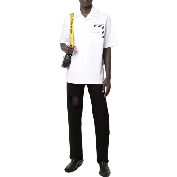 Printing Solid Color Short Sleeve Shirt White