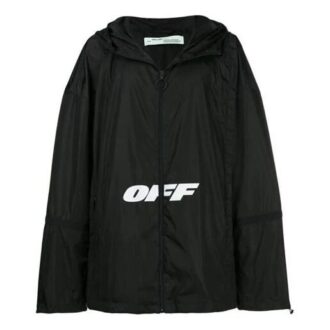 Printing Zip-up Hooded Jacket Men Black