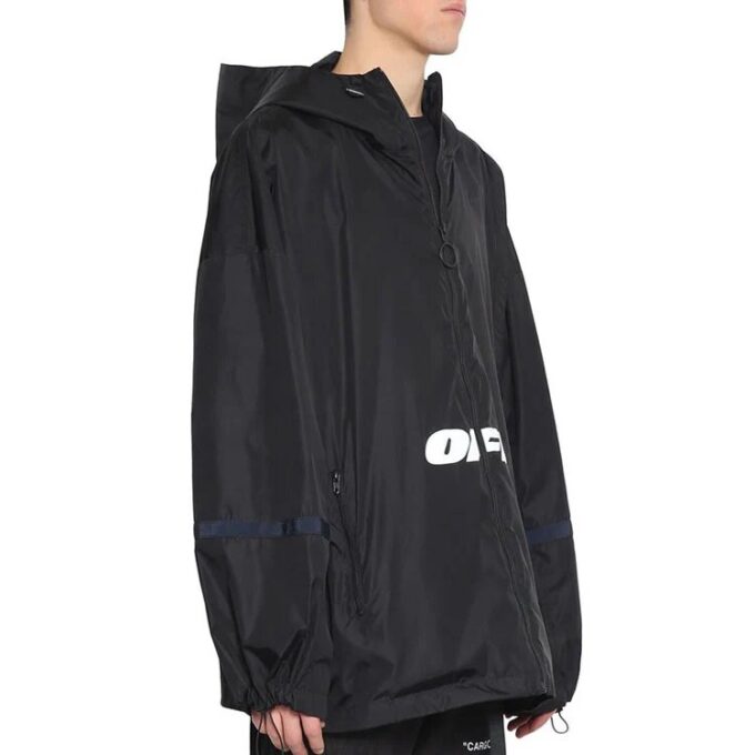 Printing Zip-up Hooded Jacket Men Black