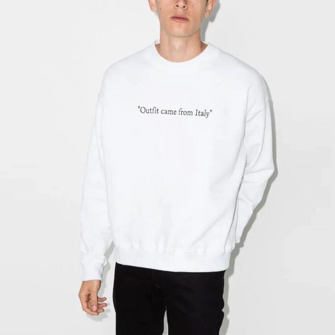 Quote Alphabet Pattern Round Neck White