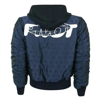 Reversible hooded aviator Jacket Navy Blue