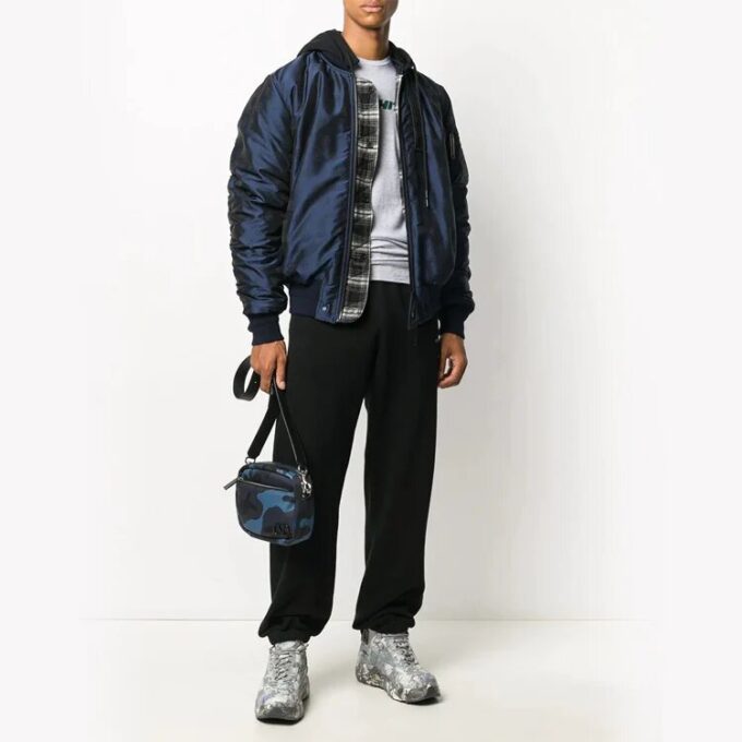 Reversible hooded aviator Jacket Navy Blue