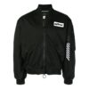 ribbed aviator Logo Jacket Loose Fit Black