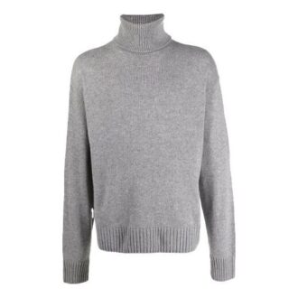 ribbed High Collar Pullover Ordinary Version Unisex Gray