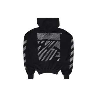 Scribble Diag-print Cotton Hoodie “Black”