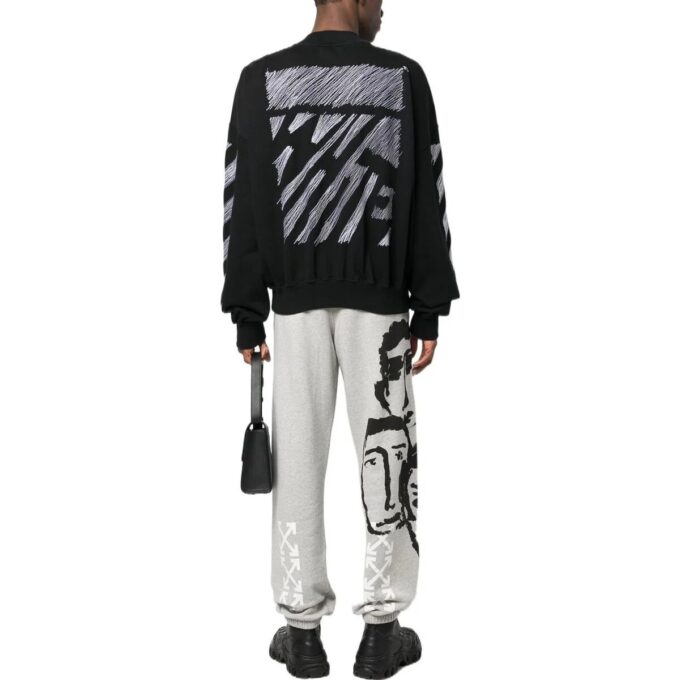 Scribble Diag Print Sweatshirt