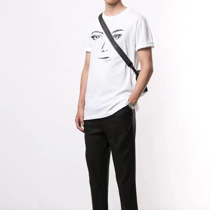 Sketch Printing Short Sleeve White Unisex