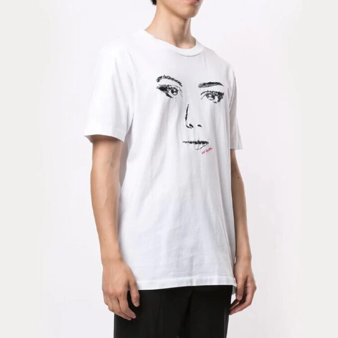 Sketch Printing Short Sleeve White Unisex