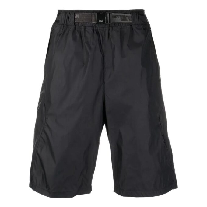Slide-Buckled Bermuda Shorts “Black”