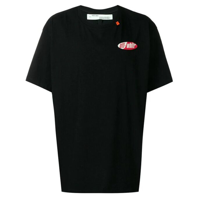 Slim Fit Split Logo Print T-Shirt /White/Red