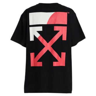 Slim Fit Split Logo Print T-Shirt /White/Red