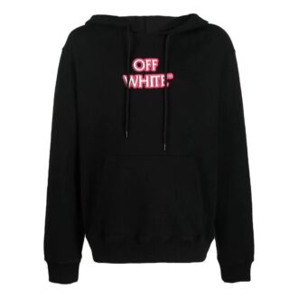 Slogan Print Logo Hoodie “Black”