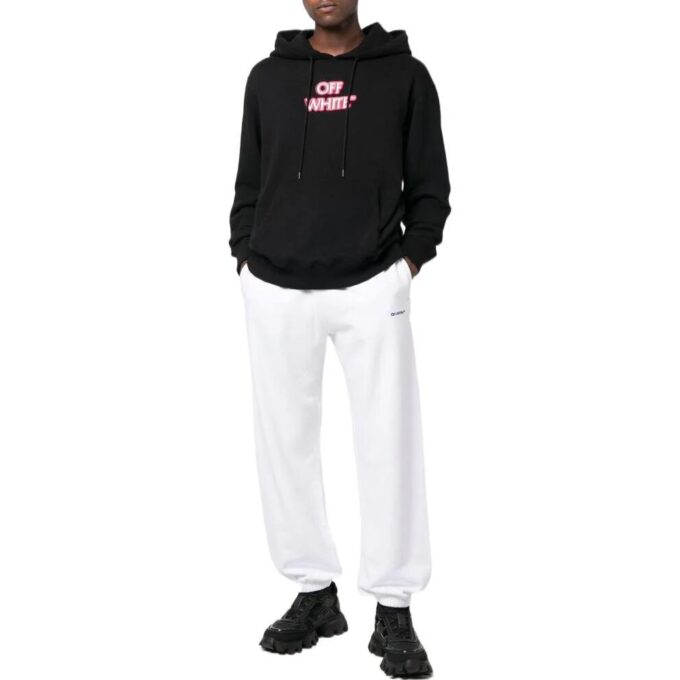 Slogan Print Logo Hoodie “Black”