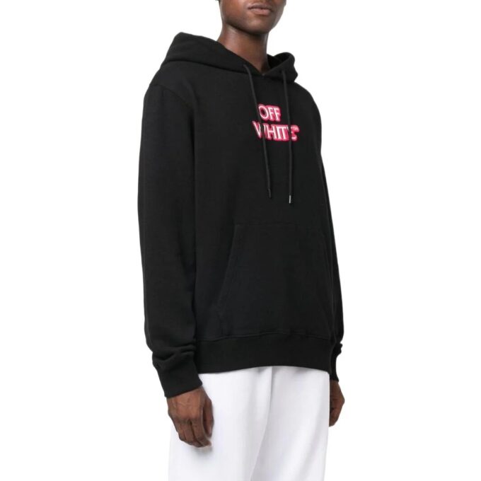 Slogan Print Logo Hoodie “Black”