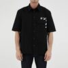 Solid Color Cotton Printing Short Sleeve Shirt Black