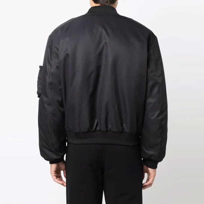 Solid Color Jacket Loose Fit Black