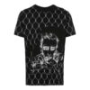 Solid Color Pattern Printing Round Neck Pullover Short Sleeve Black T-Shirt