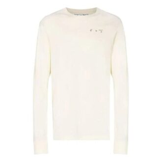 Solid Color Round Neck Pullover Long Sleeves Loose Fit Creamy White