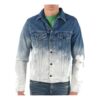 Splash Ink Gradient Denim Jacket Loose Fit Gray White