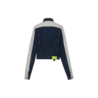 Splicing Sleeve Denim Jacket Blue