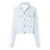 Splicing Sleeve Denim Jacket Washed White
