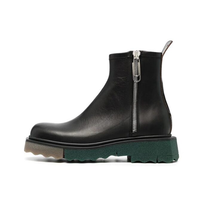 Sponge Sole Leather Zip Boot “Black”