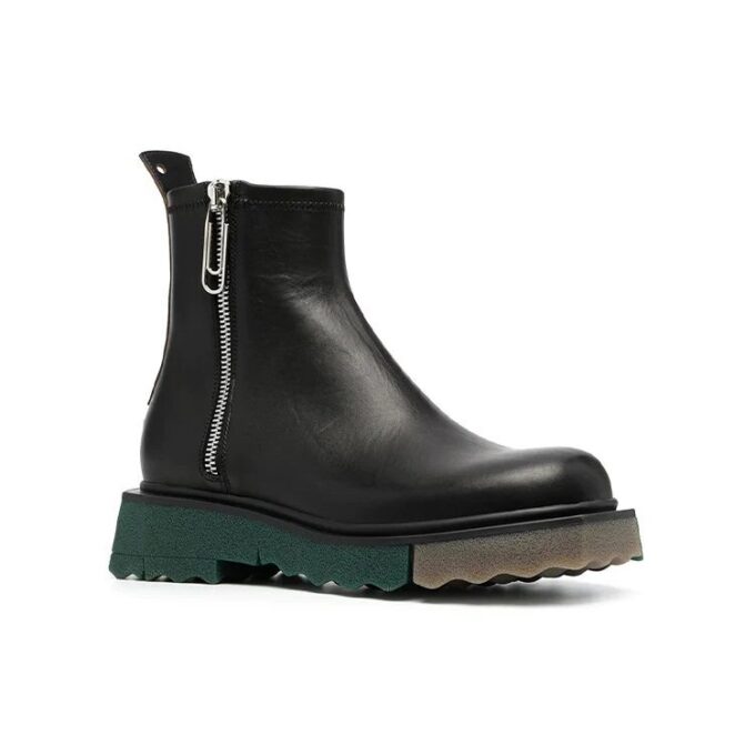 Sponge Sole Leather Zip Boot “Black”