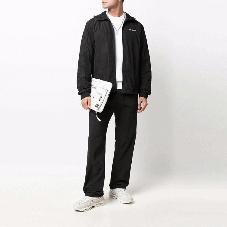 Sports Zipper Hooded Jacket Loose Fit Black