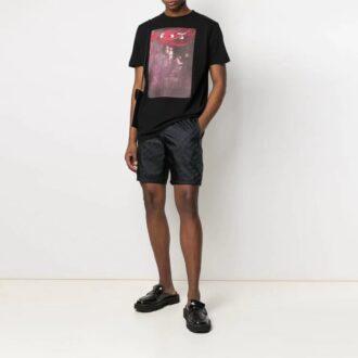 Sprayed Caravaggio Short-Sleeve Slim Tee “Black”