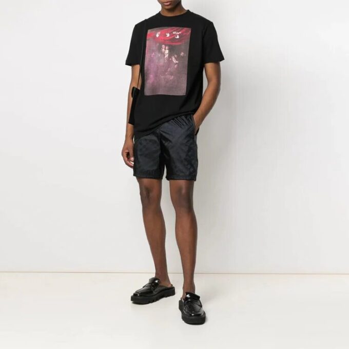Sprayed Caravaggio Short-Sleeve Slim Tee “Black”