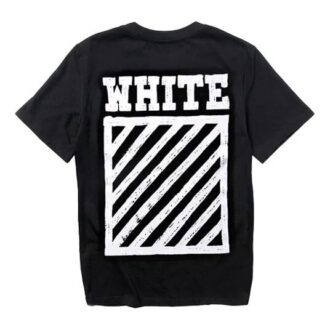 square frame Printing Round Neck Short Sleeve Unisex Black