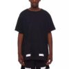 square frame Printing Round Neck Short Sleeve Unisex Black