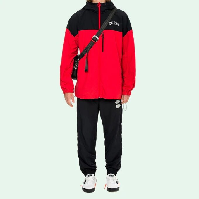 SS19 Mens Logo Hooded Windbreaker Jacket “Red Black”