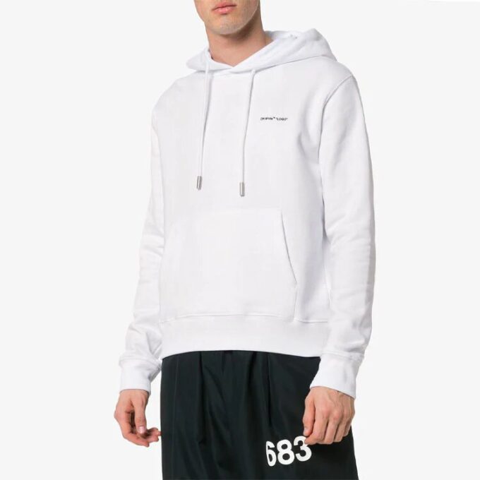 SS19 Printing Drawstring Printing Cotton Fleece Men White