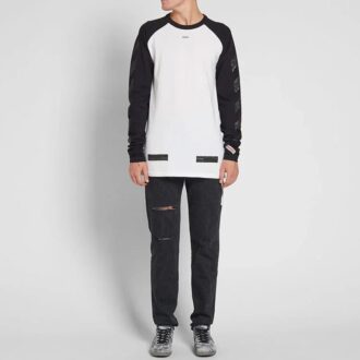 SS19 raglan sleeve Colorblock Arrow Long Sleeves Ordinary Version White