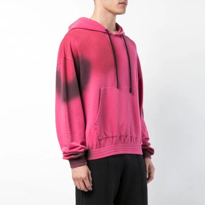 SS19 spray Cotton Hooded Fleece Men Pink