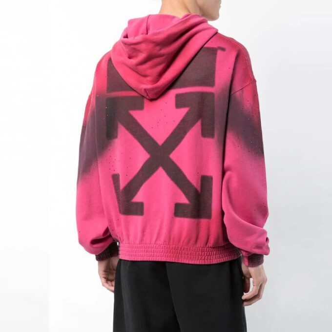 SS19 spray Cotton Hooded Fleece Men Pink