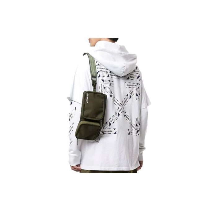 SS20 Airport Tape Printing Hooded Sweater Men White